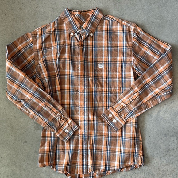 Cinch Other - Boys Cinch Orange and Blue Casual Button Down Shirt